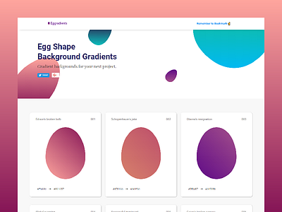 Egg Shape Gradients 🥚 - One Page Website cards clean colors css freebie gradient ui web desing webflow website
