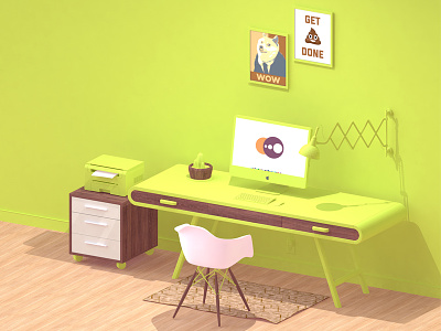 Work Space 3d art artwork c4d desk illustration office poster web design work