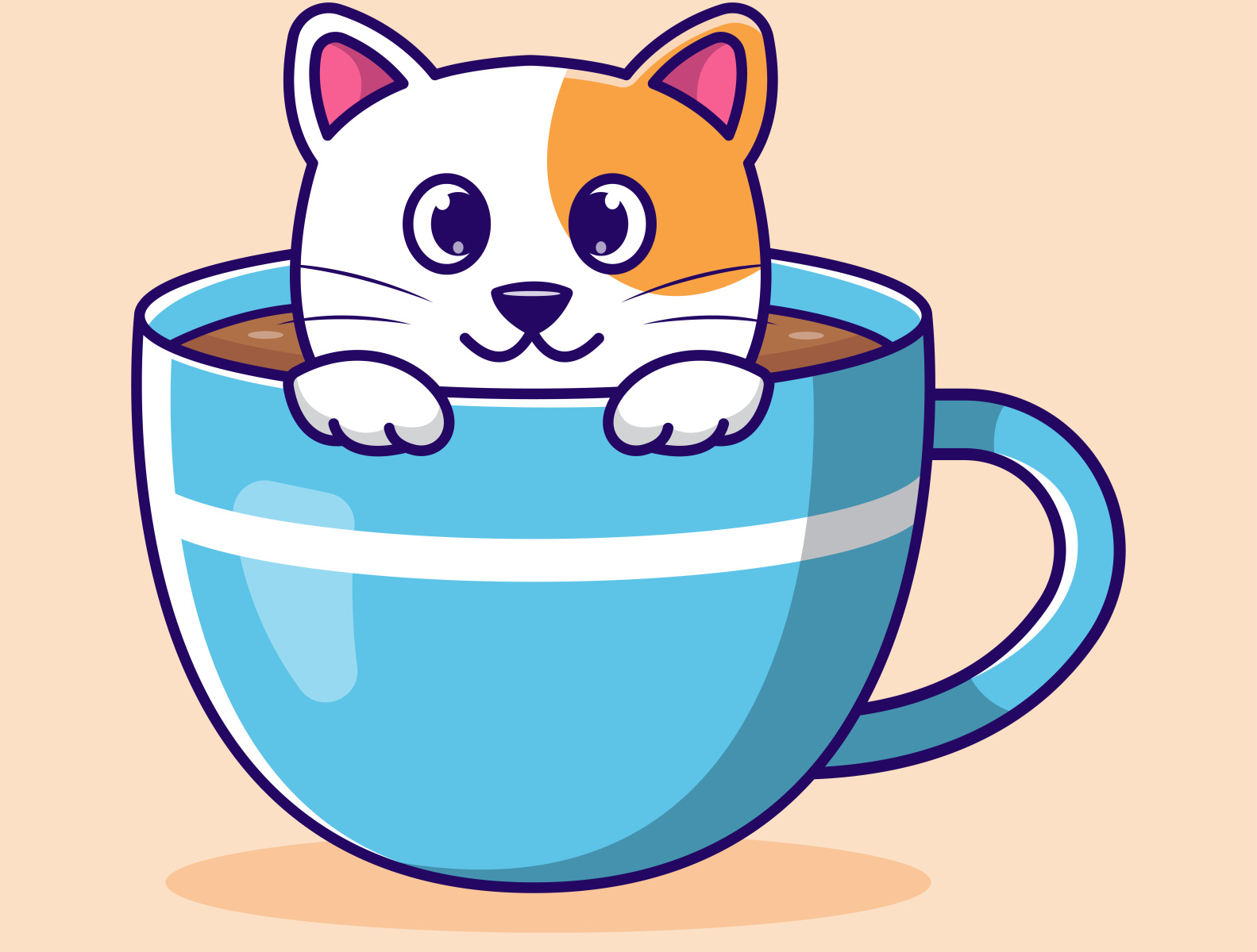 Cute cat in coffee cup vector illustration by Ali Haider on Dribbble