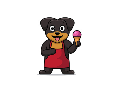 Cute Dog mascot cartoon vector illustration cartoon cute design dog drawing eat food ice cream meal street food sweet