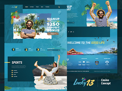 Lucky 13 Casino Concept blue branding design lit fam mockup new typography ui web