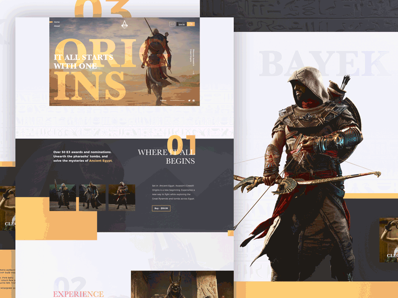 ⚔Assassin's Creed: Origins assassins creed design lit fam mockup new origins typography ubisoft ui video game web