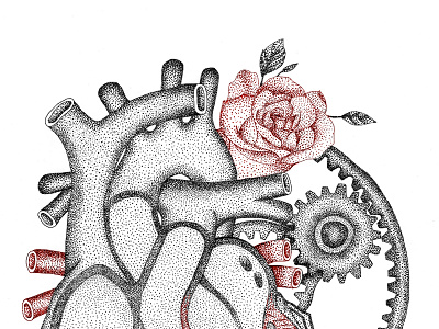 heartful dot draw heart human love pen retro rose sketch