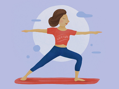 Yogi Girl character illustration namaste procreate worrior yoga