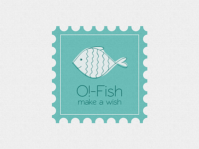O Fish logo blue fish logo luck stamp