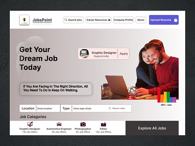 JobPoint app branding design graphic design illustration job logo point typography ui uiux ux vector