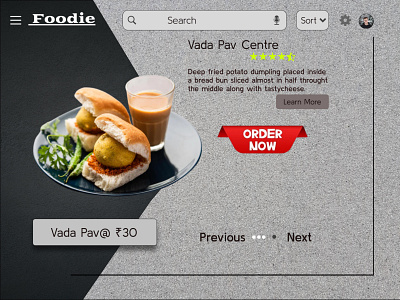 Foodie Vadapav app branding design foodie graphic design illustration logo mobileapp typography ui uiux ux vector