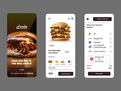 fOODIE app branding design foodie graphic design illustration logo mobileapp typography ui uiux ux vector