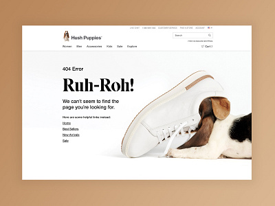 Hush Puppies 404 Error Page 404 error 404 error page design digital ecommerce landing marketing page shoe type typography web