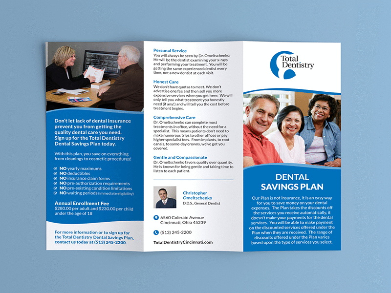 Total Dentistry Brochure blue brochure dentist gif paper print trifold