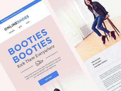 Booties Email Design | OnlineShoes.com apparel blue design ecommerce email icon marketing pink shoe