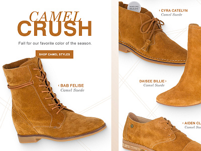 Camel Crush Email Design apparel clothing design ecommerce email lockup marketing retail shoe shop web