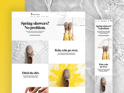 Hush Puppies Worry-Free Suede Landing Page design digital ecommerce landing page marketing mobile responsive shoe web design yellow