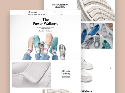 Hush Puppies Power Walkers Landing Page clean design digital ecommerce grid landing page layout marketing minimal mobile mobile ui mobile web design product product launch responsive shoe typography ui ux web design whitespace