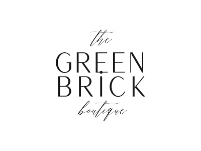 The Green Brick Boutique Logo black and white brand identity branding branding design calligraphy logo logo design logotype minimal minimalist logo sans serif sans serif font script font typogaphy