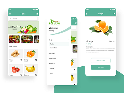 Grocery App Design app branding design graphic design illustration logo typography ui ux vector