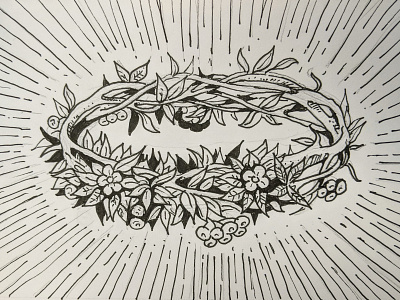 Wreath-2 drawing illustration pen and ink sketching