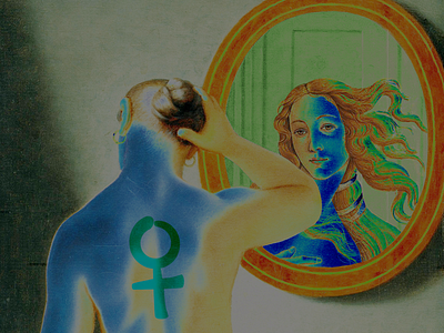 The Mirror of Venus botticelli collage concept graphic design illustration venus