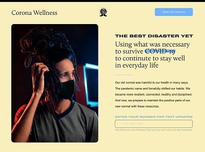 Corona Wellness 😷 app homepage landing page self improvement ui ux web web design wellness