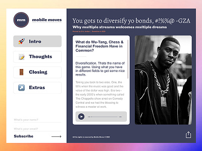 Mobile Moves 📲 hip hop homepage landing page online course rap ui webdesign wu tang