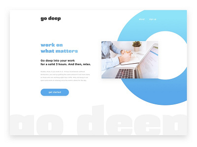 Go Deep app landing page routine tech ux web web design wellness