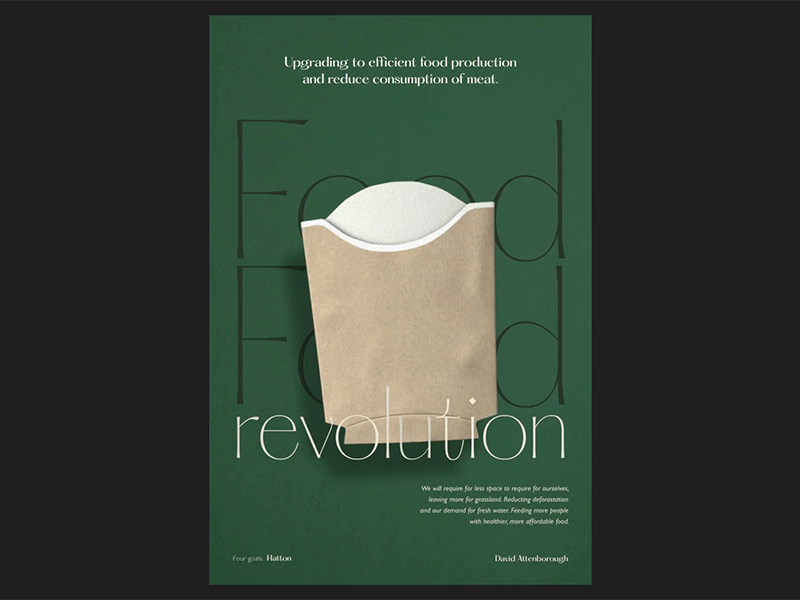 4 Goals - Food revolution 3d animation color design ecology experiment illustration motion planet poster type typography