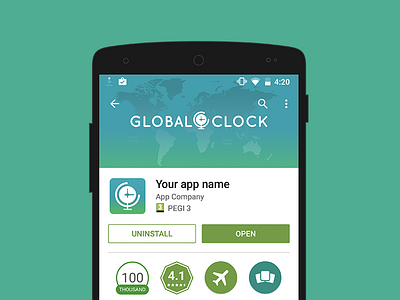 Global Clock App Design app icon logo uiux