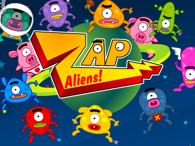 Zap Aliens! aliens app flash game vector illustration