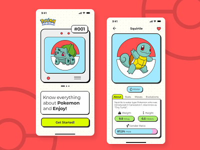 Pokemon Neobrutalism app figma pokedex pokemon ui uiux userinterface