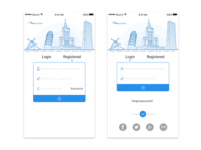 Login page and Registration page