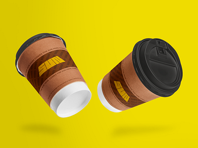 Here comes the sun - coffee cup branding coffee cup color creativity drinks happiness idea logo morning sun yellow