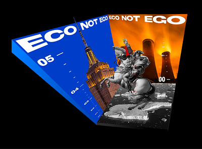 ECO NOT EGO climate change colors contrast ego empire state building factory napoleon perspective pollution sarcastic