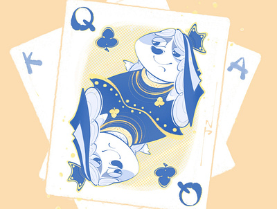 Ms.Q branding corgi cute doggie fkower illustration illustrator playing card poker queen