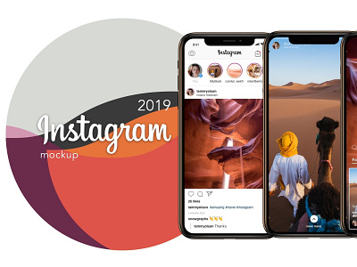 Instagram mockup template 2019 PSD Sketch free download android app instagram ios mobile uiux