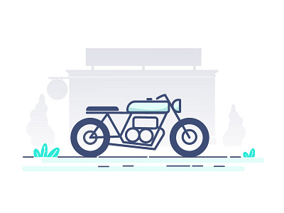 Motorcycle bike enfield illustration minimal motorcycle onboard royal turkish blue