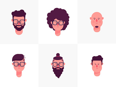 Faces character design faces flat face illustration men minimal