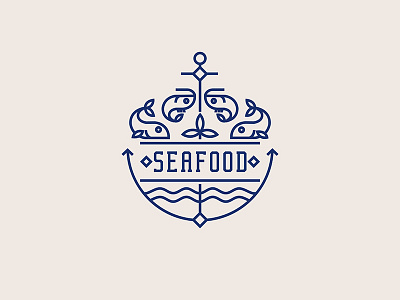 Monoline logo branding fastfood fish food icon logo monoline restaurant seafood symbol wave