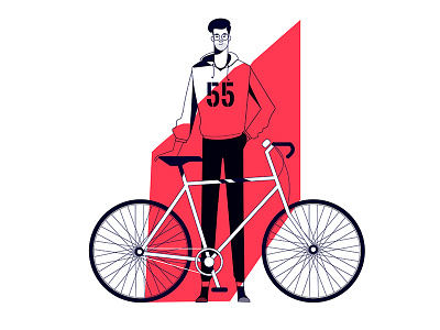 The urban cyclist bicycle character cycling flat illustration logo race speed sport texture tour vector