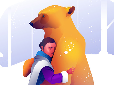 Golden Bear animal animals bear colorful illustration love minimal vector woman