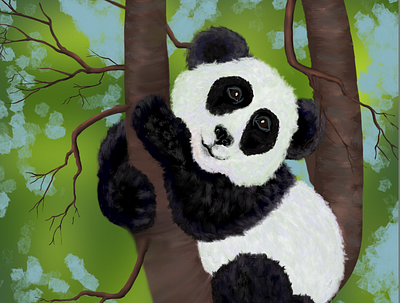Panda in a Tree artedutech bear candie witherspoon candiefx candiespoon cute design graphic design illustration mammal nature panda smiling tree