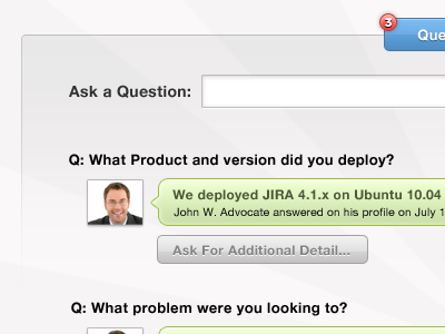Questions and Answers chat tabs web app