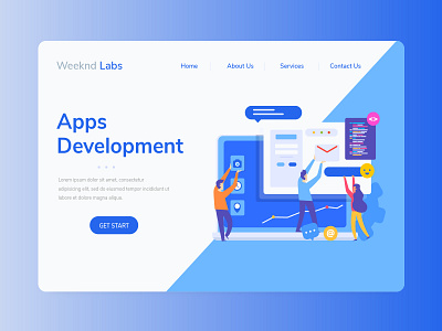 Weeknd Labs Landing Page app branding clean design flat design identity illustration minimal sketch ui ux web website