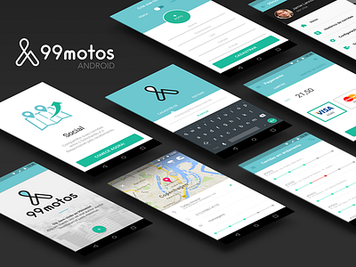 99motos - Android android app button delivery design google login material mockup screen slide tracker