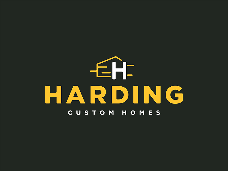 Harding Custom Homes black brand construction gold home house house logo