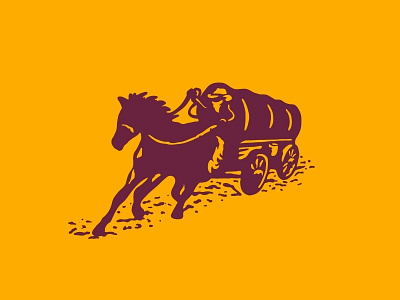 Go West Pioneer Concept horse logo outlaw pioneer run stagecoach wagon west wheel