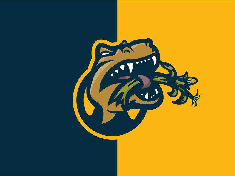 Raptor of the Corn bite blue blue and gold concept corn cornstalk dinosaur gif gold jurassic logo raptor stalk teeth