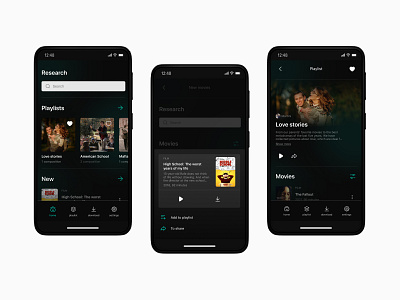 UI/UX Mobile IOS - Playlists app design film playlist