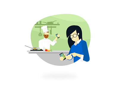 Illustration - Chef cartoon characters chef illustration isometric kitchen people vector