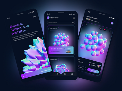 NFT Marketplace App agency app app design bitcoin blockchain branding crypto crypto app crypto currency ethereum landingpage mobile app mobile app design mobile design nft nft app ui ux wallet web