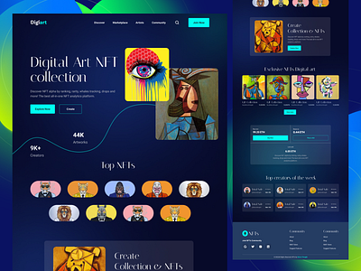 NFT Marketplace Website: Landing Page app crypto design falconthought game homepage landing page marketplace marketplace design nft nft collection nft marketplace nft ui nft web nft website design web web design web3 website website design